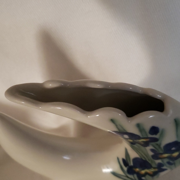 Pottery Crescent Moon Shaped with Iris Motif Vase - Picture 5 of 7